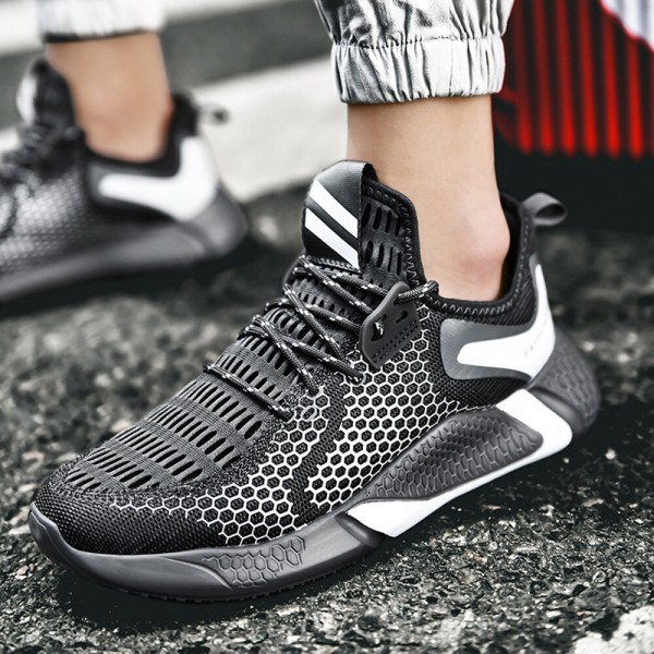 Men Soft Breathable Mesh Hollow Lace-Up Sport Shoes 