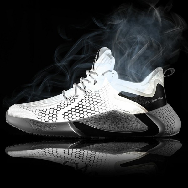 Men Soft Breathable Mesh Hollow Lace-Up Sport Shoes 