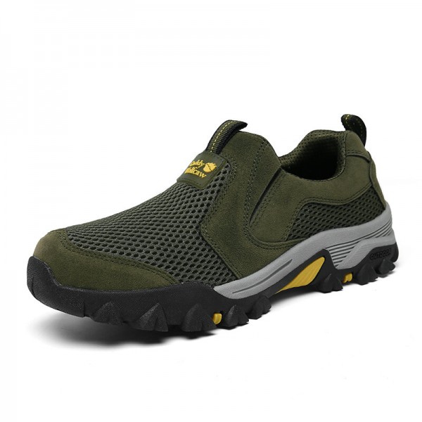 Men Outdoor Mesh Fabric Breathable Soft Casual Hiking Shoes 