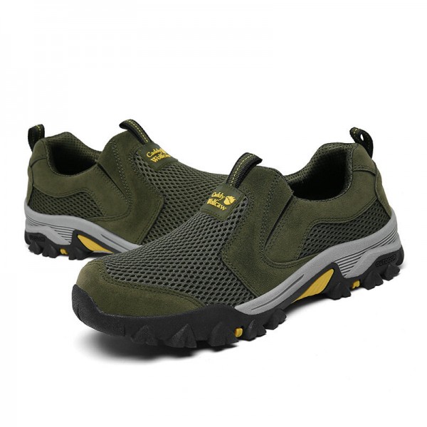 Men Outdoor Mesh Fabric Breathable Soft Casual Hiking Shoes 