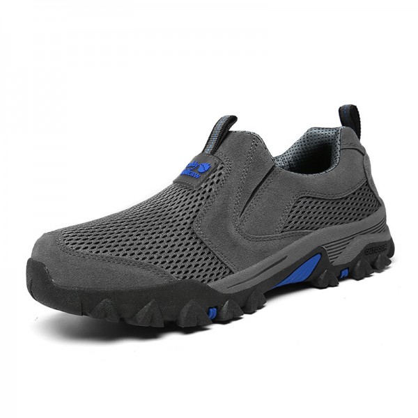 Men Outdoor Mesh Fabric Breathable Soft Casual Hiking Shoes 