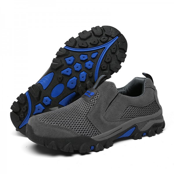 Men Outdoor Mesh Fabric Breathable Soft Casual Hiking Shoes 