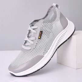 Men Breathable Mesh Hollow Stitching Lace Up Walking Running Working Shoes