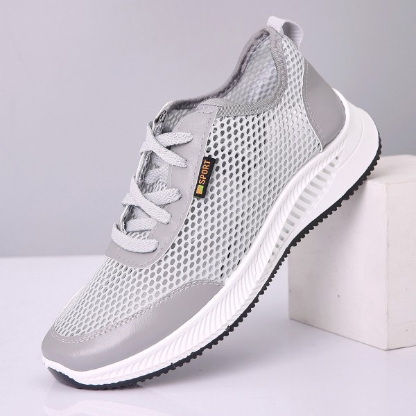 Men Breathable Mesh Hollow Stitching Lace Up Walking Running Working Shoes 