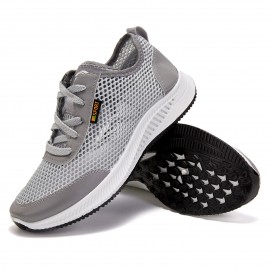 Men Breathable Mesh Hollow Stitching Lace Up Walking Running Working Shoes