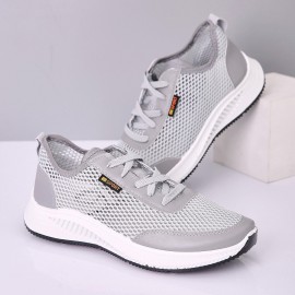 Men Breathable Mesh Hollow Stitching Lace Up Walking Running Working Shoes