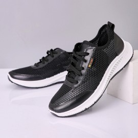 Men Breathable Mesh Hollow Stitching Lace Up Walking Running Working Shoes