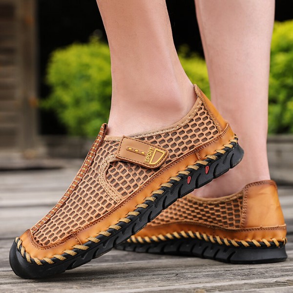 Men Outdoor Hand Stitching Quick-Drying Mesh Casual Water Shoes 