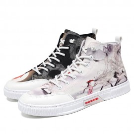 Men Ink Painting Ice Silk Canvas Comfy High Top Breathable Casual Sneakers