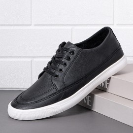 Men Breathable Soft Thick Bottom Vintage Solid Lace Up Comfy Casual Shoes