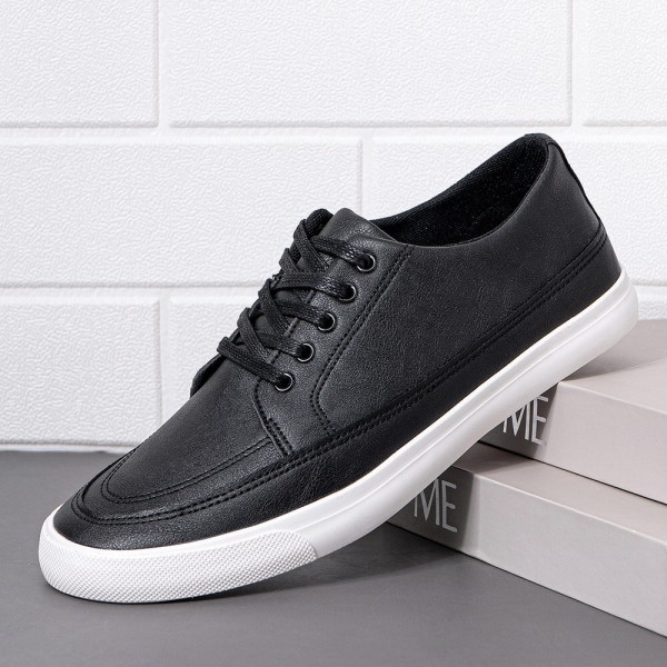 Men Breathable Soft Thick Bottom Vintage Solid Lace Up Comfy Casual Shoes 