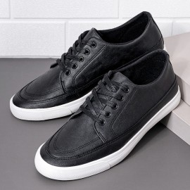 Men Breathable Soft Thick Bottom Vintage Solid Lace Up Comfy Casual Shoes