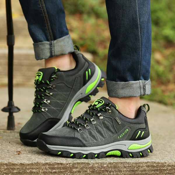 Men Non Slip Soft Sole Lace Up Comfy Outdoor Sports Casual Hiking Shoes 