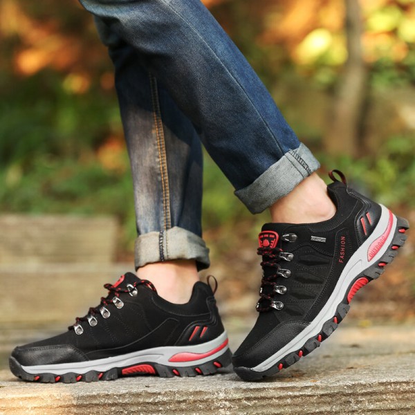 Men Non Slip Soft Sole Lace Up Comfy Outdoor Sports Casual Hiking Shoes 