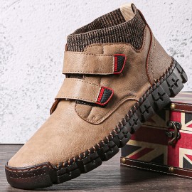 Men Non-slip Wear Resistant Hook Loop Warm High-top Casual Hand Stitching Ankle Boots