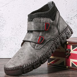 Men Non-slip Wear Resistant Hook Loop Warm High-top Casual Hand Stitching Ankle Boots