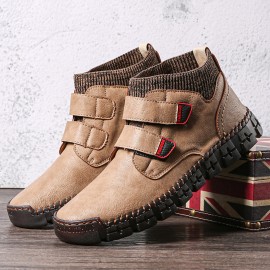 Men Non-slip Wear Resistant Hook Loop Warm High-top Casual Hand Stitching Ankle Boots