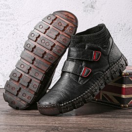 Men Non-slip Wear Resistant Hook Loop Warm High-top Casual Hand Stitching Ankle Boots