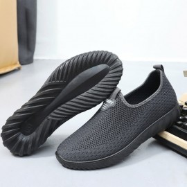 Men Breathable Fabric Non Slip Comfy Sole Slip On Old Peking Casual Shoes