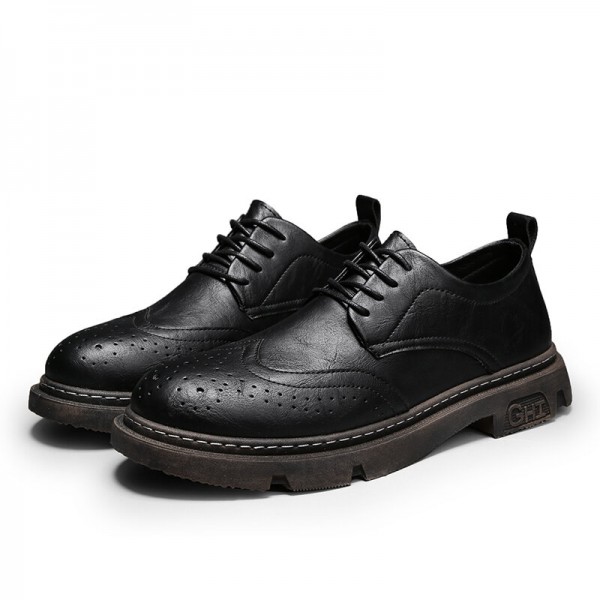 Men Comfy Round Toe Lace Up Oxfords Brogue Casual Shoes 