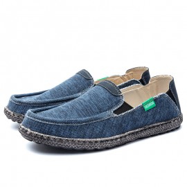 Men Washed Canvas Comfy Breathable Slip On Casual Shoes