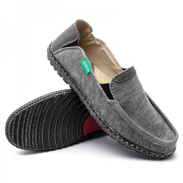 Men Washed Canvas Comfy Breathable Slip On Casual Shoes 