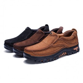 Men Cowhide Breathable Thick Bottom Wear-resistant Non-slip Casual Outdoor Flats