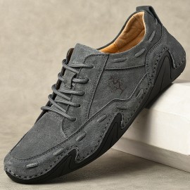 Men Leather Breathable Non Slip Soft Sole Casual Driving Shoes