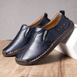 Men Retro Microfiber Leather Non Slip Soft Sole Slip On Casual Shoes