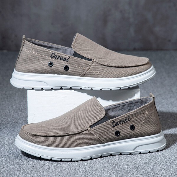 Men Breathable Lightweight Soft Sole Canvas Large Size Casual Shoes Loafers 