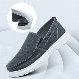 Men Breathable Lightweight Soft Sole Canvas Large Size Casual Shoes Loafers