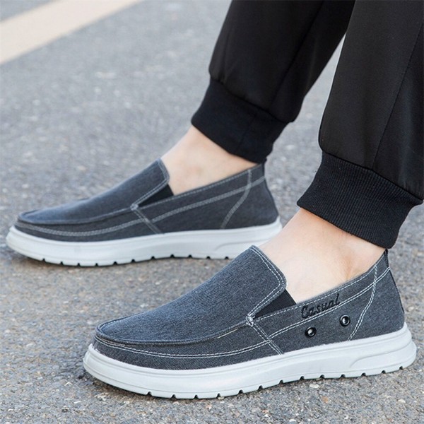 Men Breathable Lightweight Soft Sole Canvas Large Size Casual Shoes Loafers 