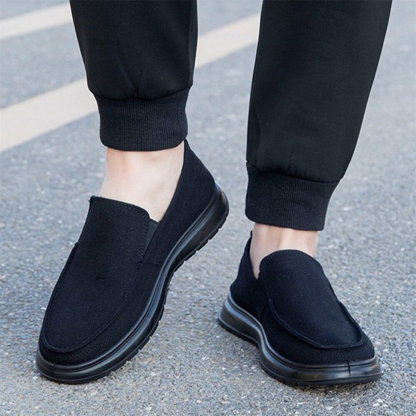 Men Breathable Lightweight Soft Sole Canvas Large Size Casual Shoes Loafers 